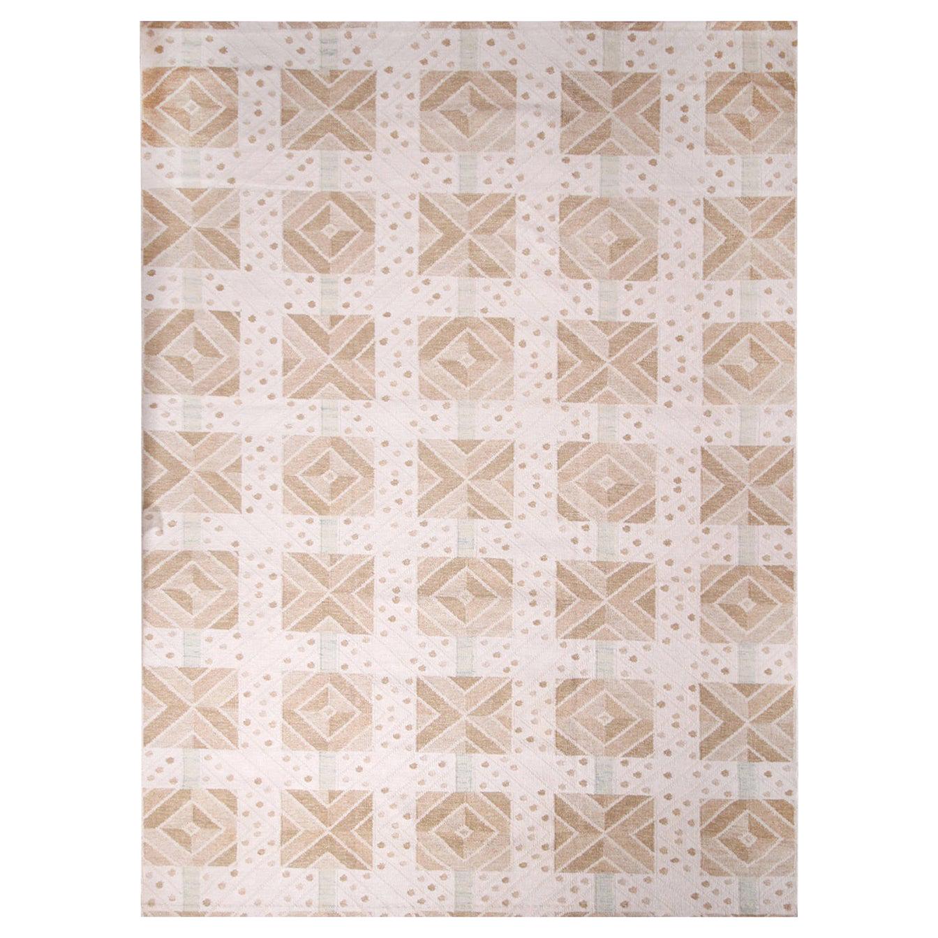 Rug & Kilim’s Scandinavian Inspired Cream and Beige-Brown Natural Wool Kilim Rug For Sale