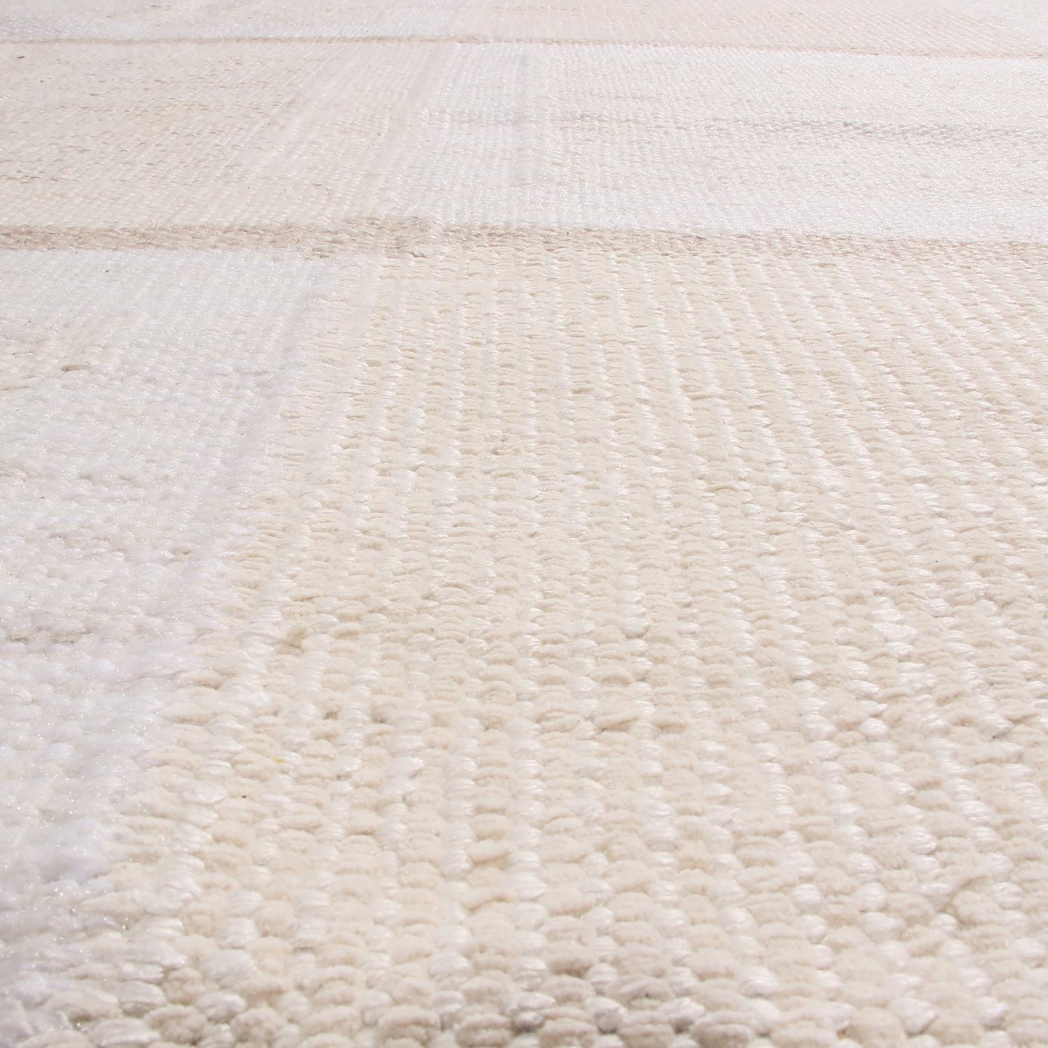 Indian Rug & Kilim’s Scandinavian-Inspired Cream Gray and Light Blue Natural Wool Rug For Sale