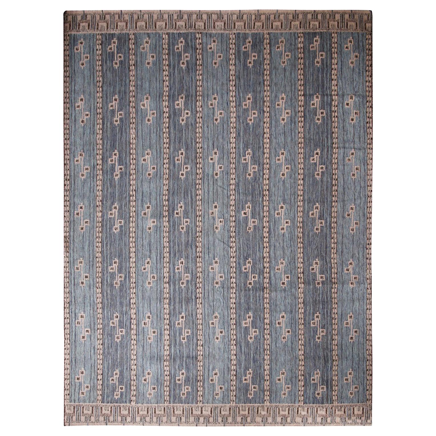 Teppich & Kilims Skandinavisch inspirierter cremefarbener, grauer und beigebrauner Teppich aus Naturwolle