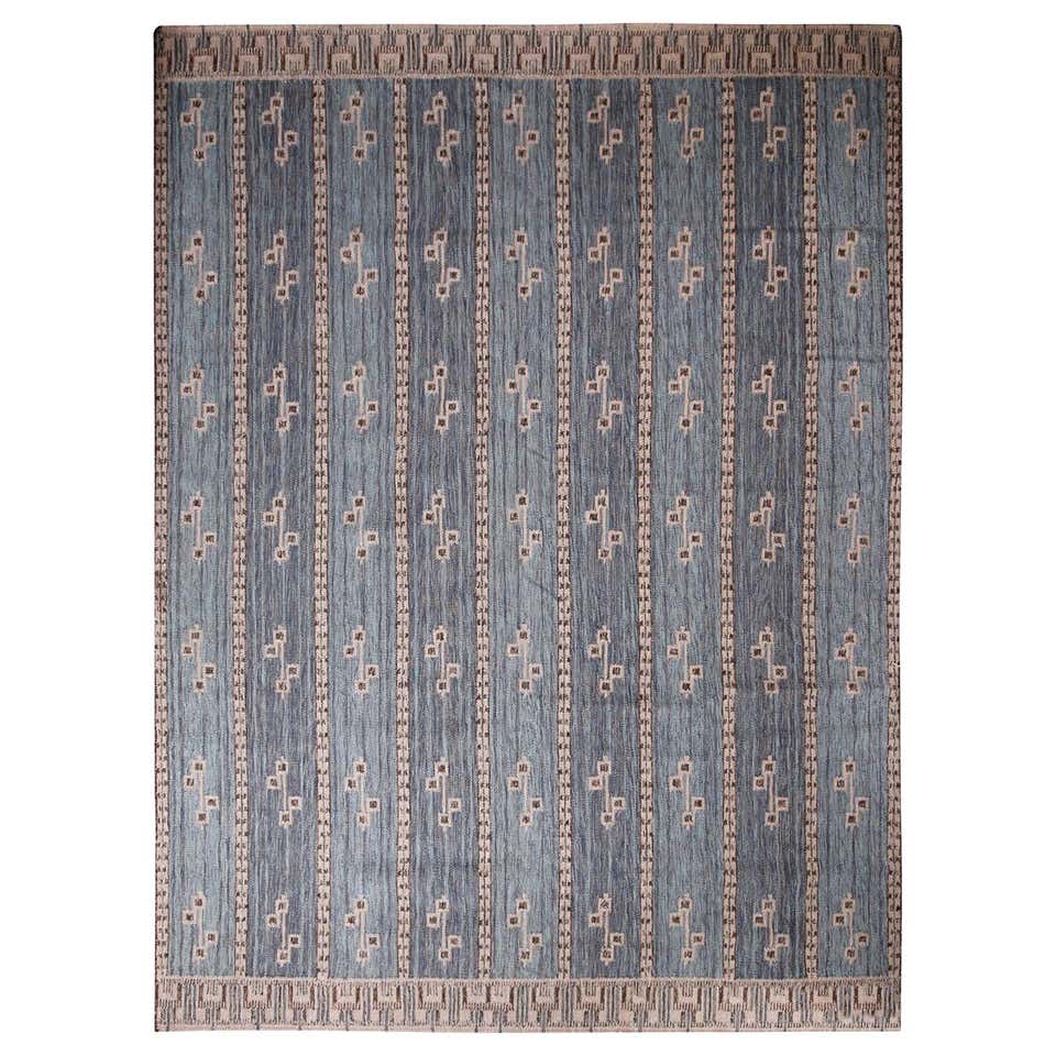 Rug and Kilim’s Scandinavian-Inspired Silver-Gray and Blue Wool Kilim ...