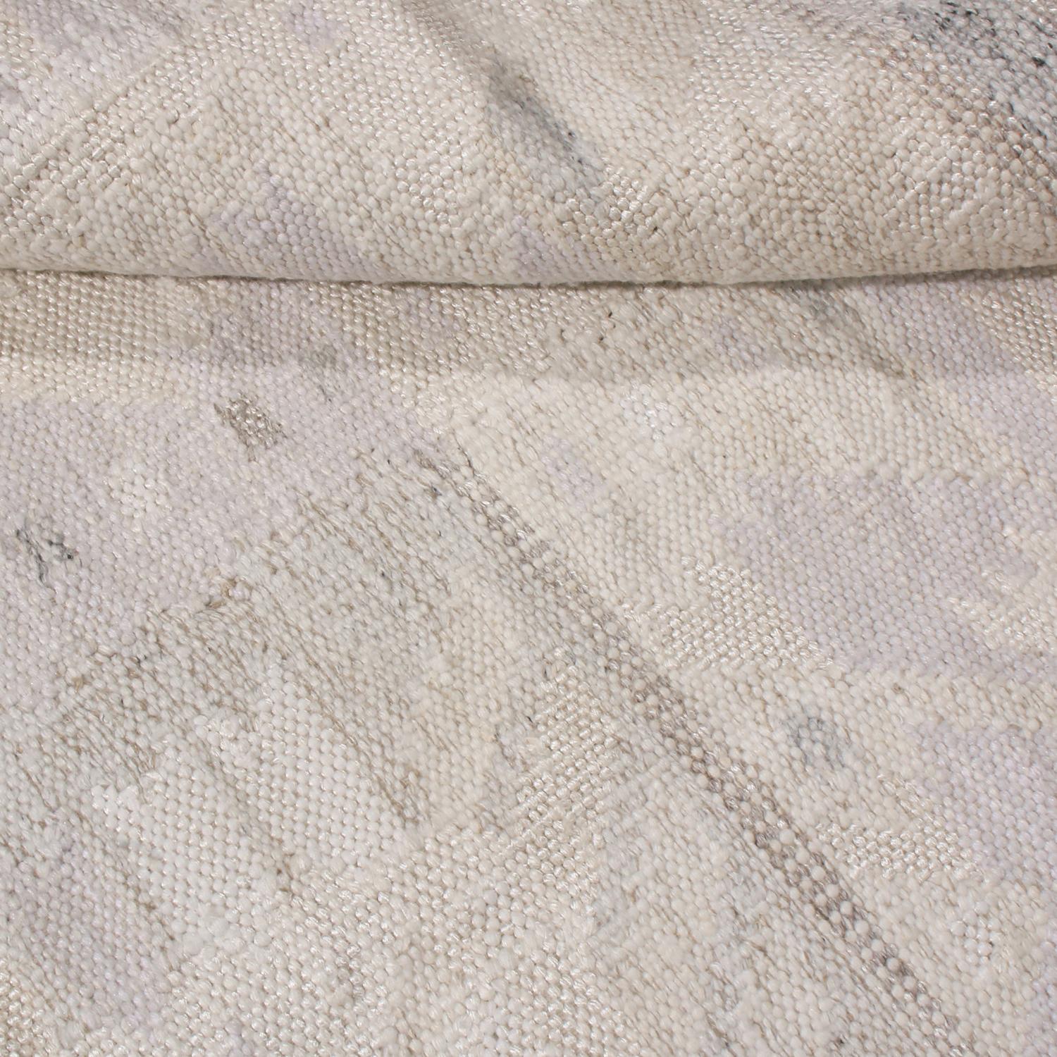 Hand-Woven Rug & Kilim’s Scandinavian-Inspired Cream Gray & Lavender Wool Pile Rug For Sale