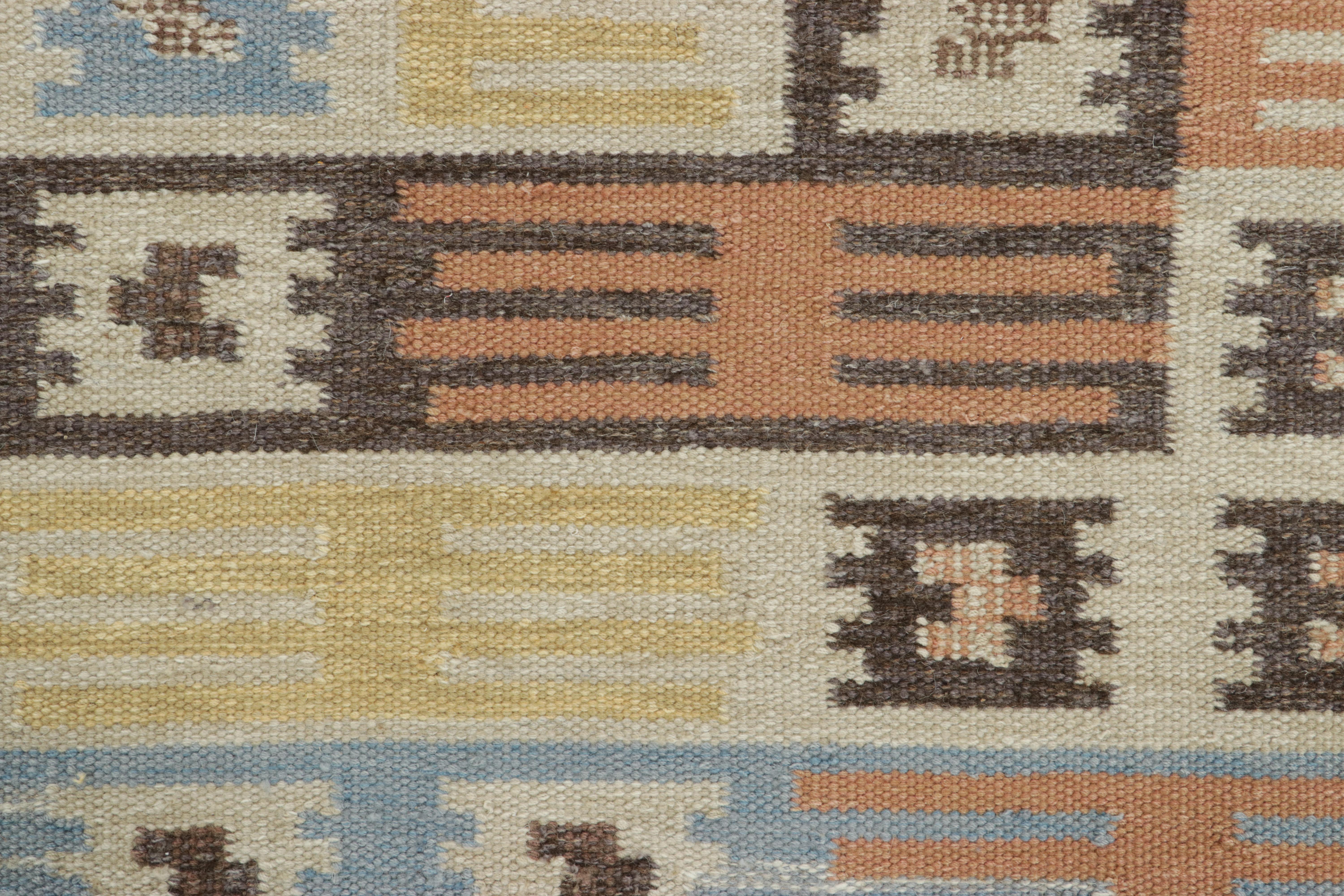Hand-Woven Rug & Kilim’s Scandinavian-Inspired Custom Rug with Colorful Geometric Patterns For Sale