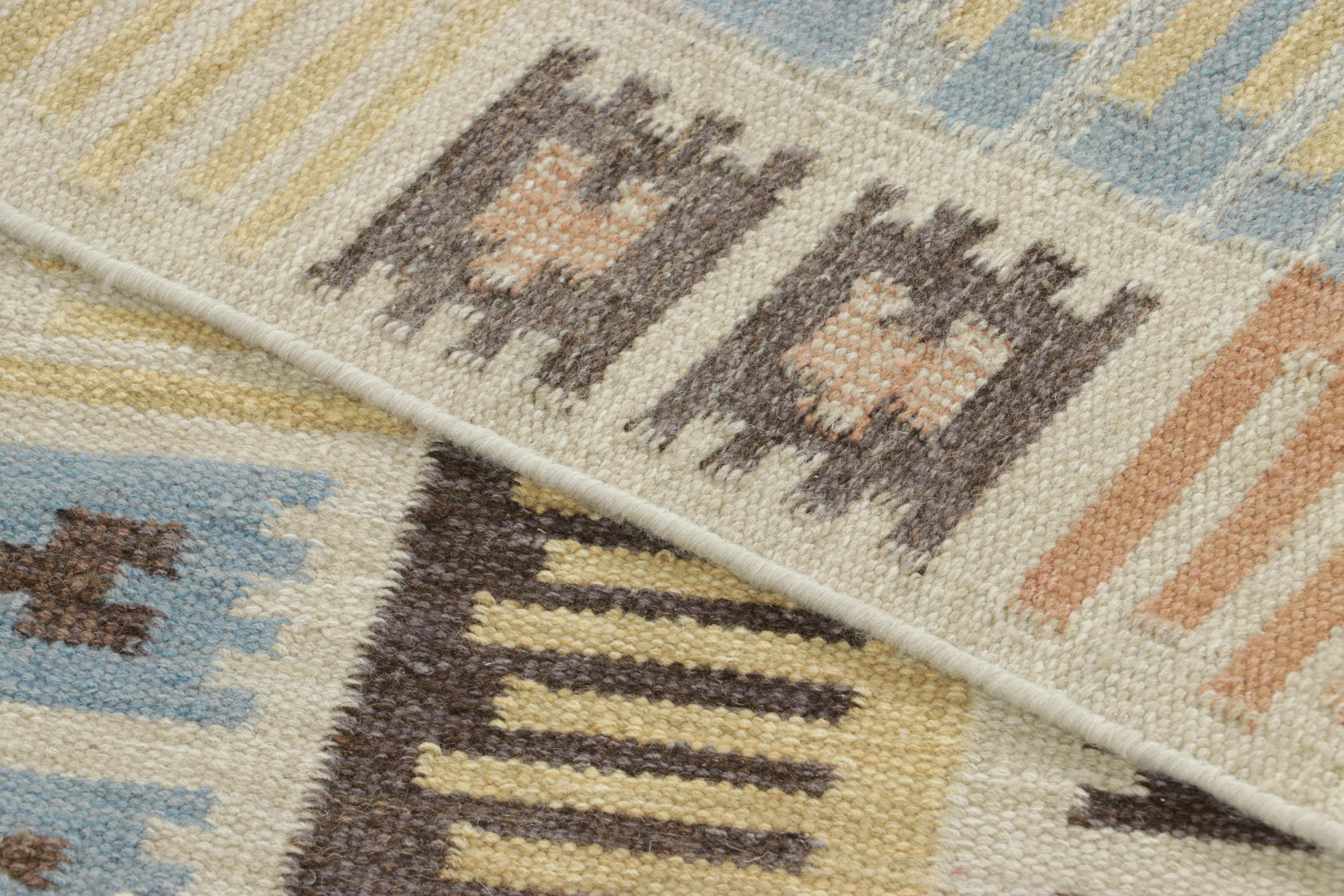 Wool Rug & Kilim’s Scandinavian-Inspired Custom Rug with Colorful Geometric Patterns For Sale