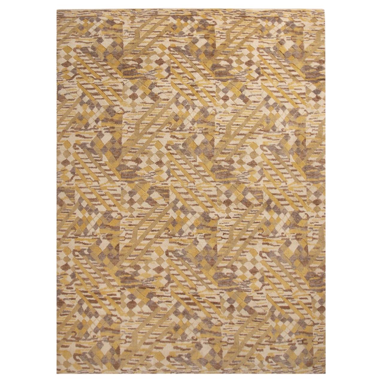 Rug & Kilim’s Scandinavian-Inspired Geometric Beige and Yellow Wool Pile Rug