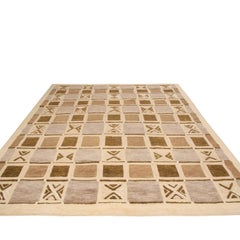 Rug & Kilim’s Scandinavian-Inspired Geometric Beige Brown and Gray Wool Pile Rug