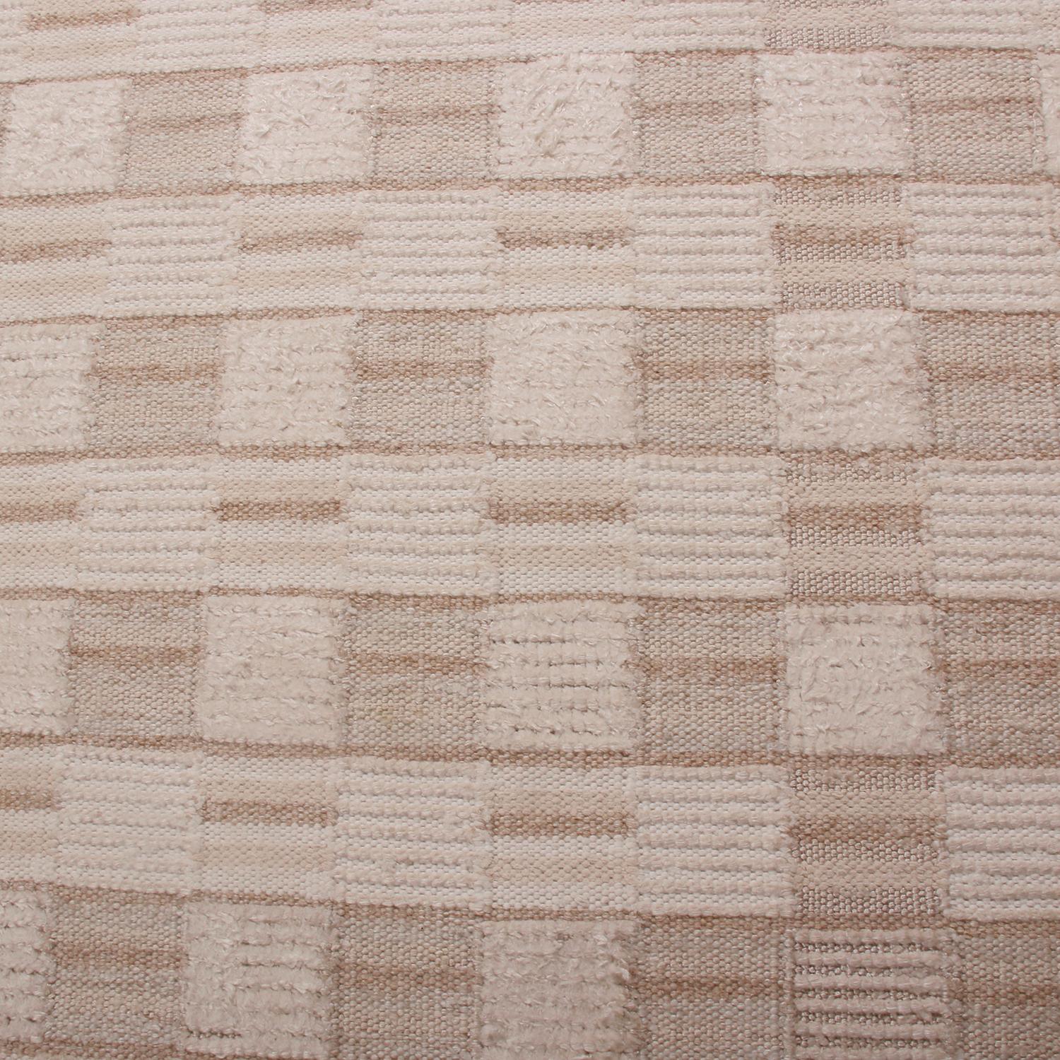 Scandinavian Modern Rug & Kilim’s Scandinavian Inspired Geometric Beige-Brown Wool Rug For Sale