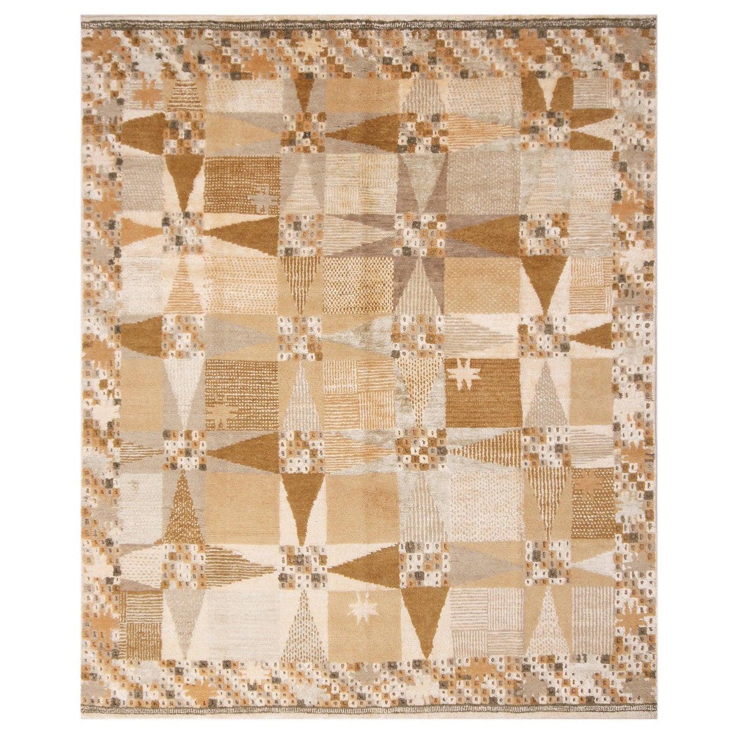 Teppich & Kilims skandinavisch inspirierter geometrischer Wollteppich in Beige und Creme