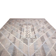 Rug & Kilim’s Scandinavian Inspired Geometric Beige Gray and Blue Wool Rug