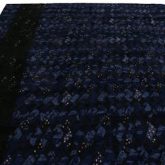 Rug & Kilim’s Scandinavian-Inspired Geometric Black and Blue Wool Pile Rug