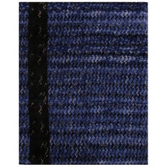 Rug & Kilim’s Scandinavian-Inspired Geometric Black and Blue Wool Pile Rug