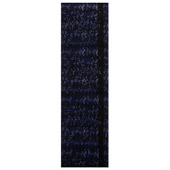 Rug & Kilim’s Scandinavian-Inspired Geometric Black and Blue Wool Pile Runner