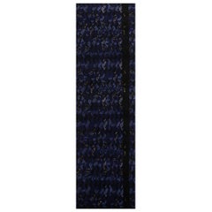 Tapis de laine géométrique noir et bleu d'inspiration scandinave de Rug & Kilim
