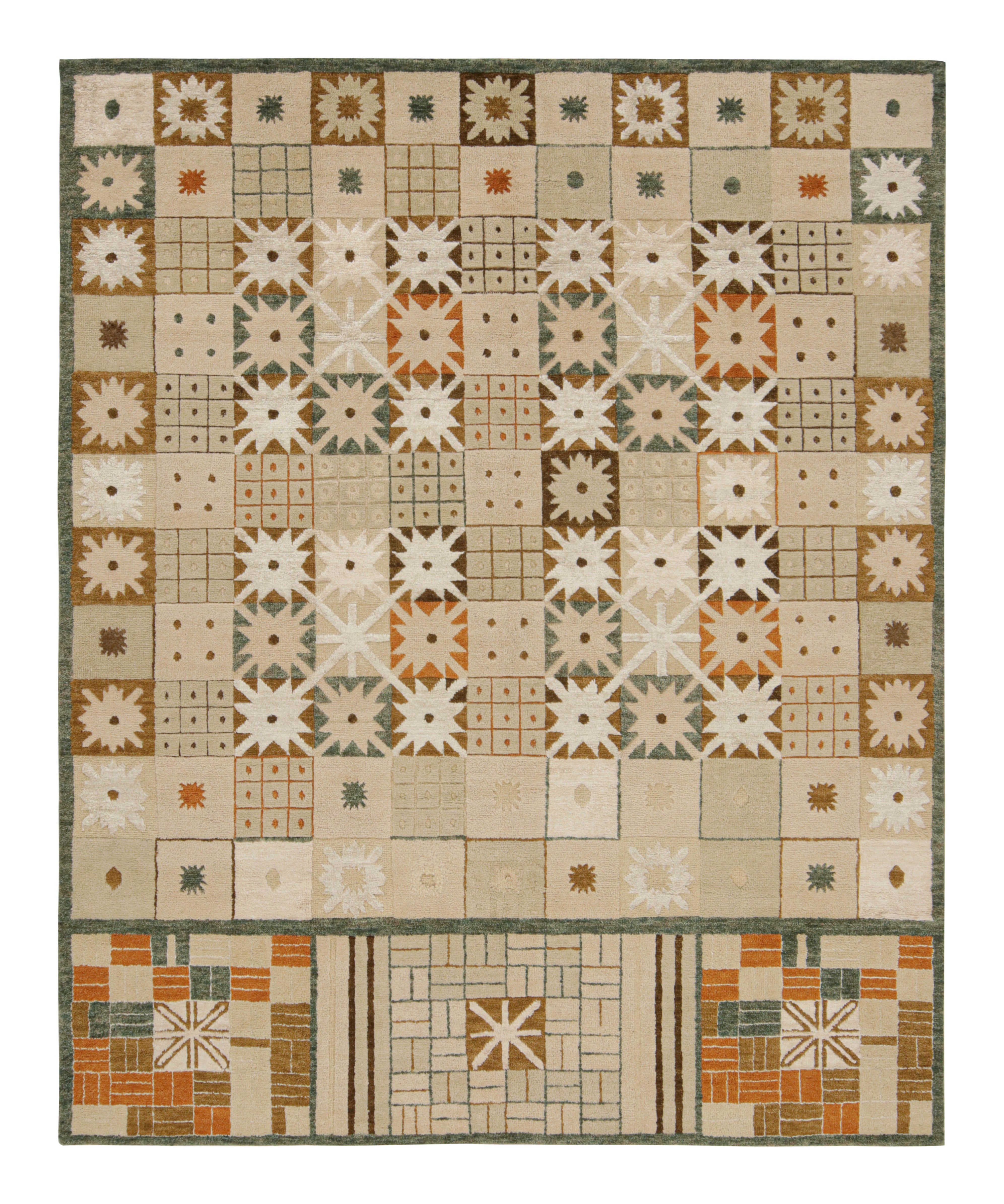 Rug & Kilim’s Scandinavian Style Rug in Beige-Brown with Geometric Patterns For Sale