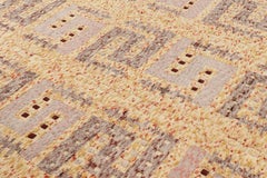 Rug & Kilim's skandinavisch inspirierter geometrischer gold-gelb-grauer Wollteppich