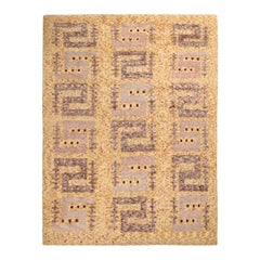 Teppich & Kilims Skandinavisch-inspirierter geometrischer goldgelber und grauer Wollteppich