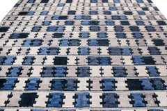 Rug & Kilim’s Scandinavian Inspired Geometric Gray and Blue Wool Pile Rug