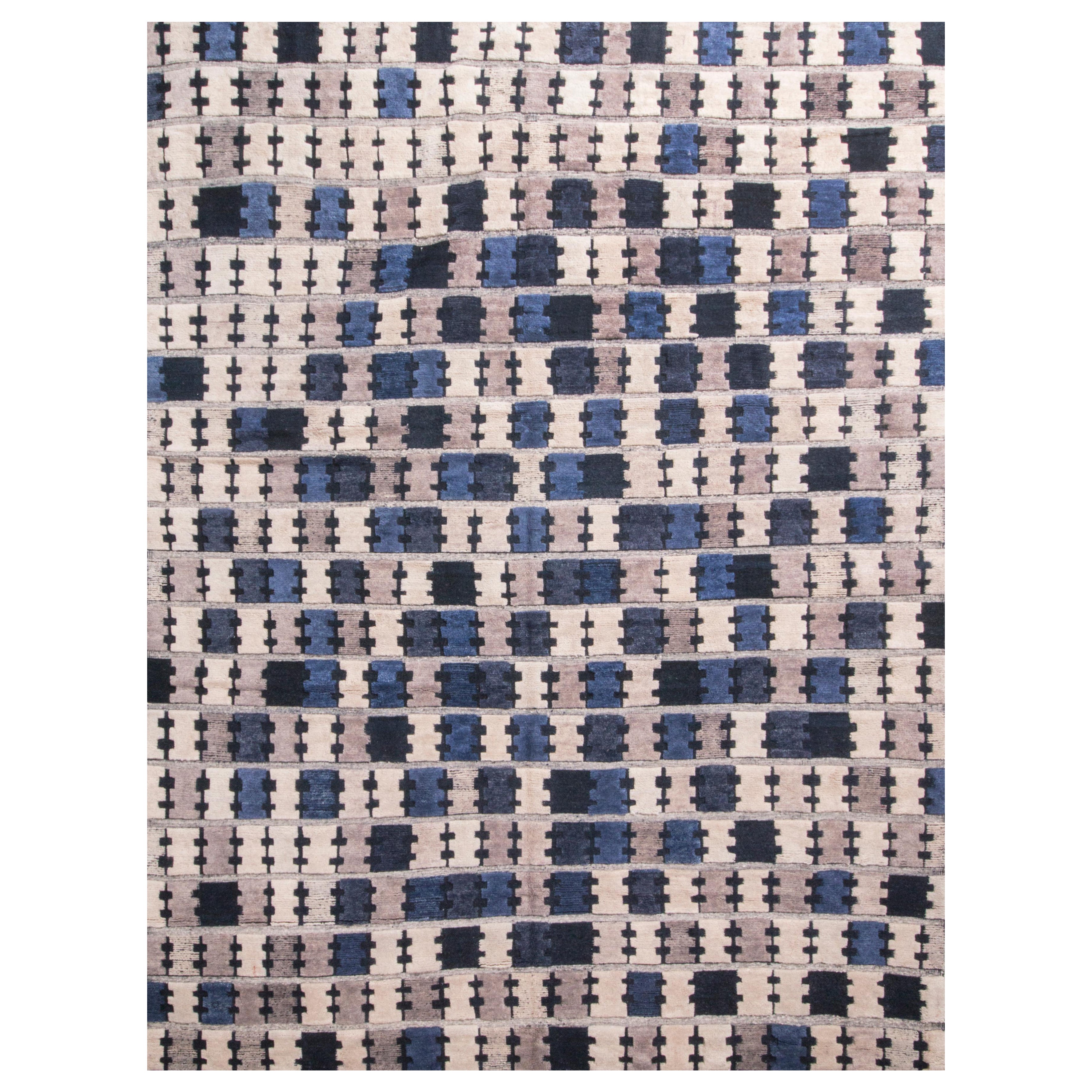 Rug
Kilim - Tappeto geometrico in lana grigio e blu di ispirazione scandinava