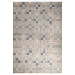 Rug 
Kilim’s Scandinavian-Inspired Geometric Gray and Blue Wool Pile Rug