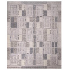 Rug & Kilim’s Scandinavian Style Kilim Rug in Gray, All Over Geometric Pattern