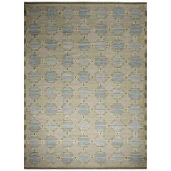 Rug & Kilim’s Scandinavian Inspired Green and Blue Geometric Wool Rug