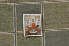 Rug & Kilim’s Scandinavian-Inspired Kilim in Green and Blue Geometric Patterns