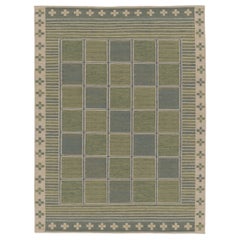 Rug & Kilim’s Scandinavian-Inspired Kilim in Green and Blue Geometric Patterns