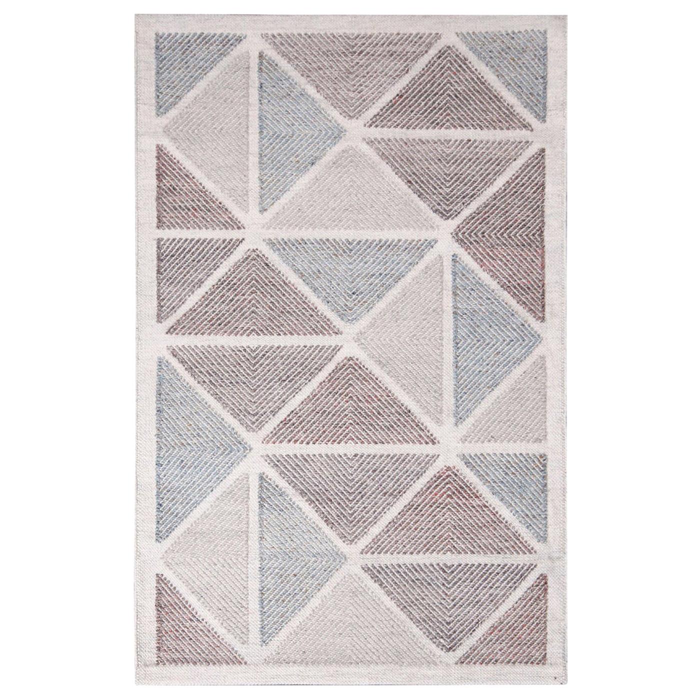 Rug & Kilim’s Scandinavian Inspired Moroccan-Style Beige and Blue Polyester Rug For Sale
