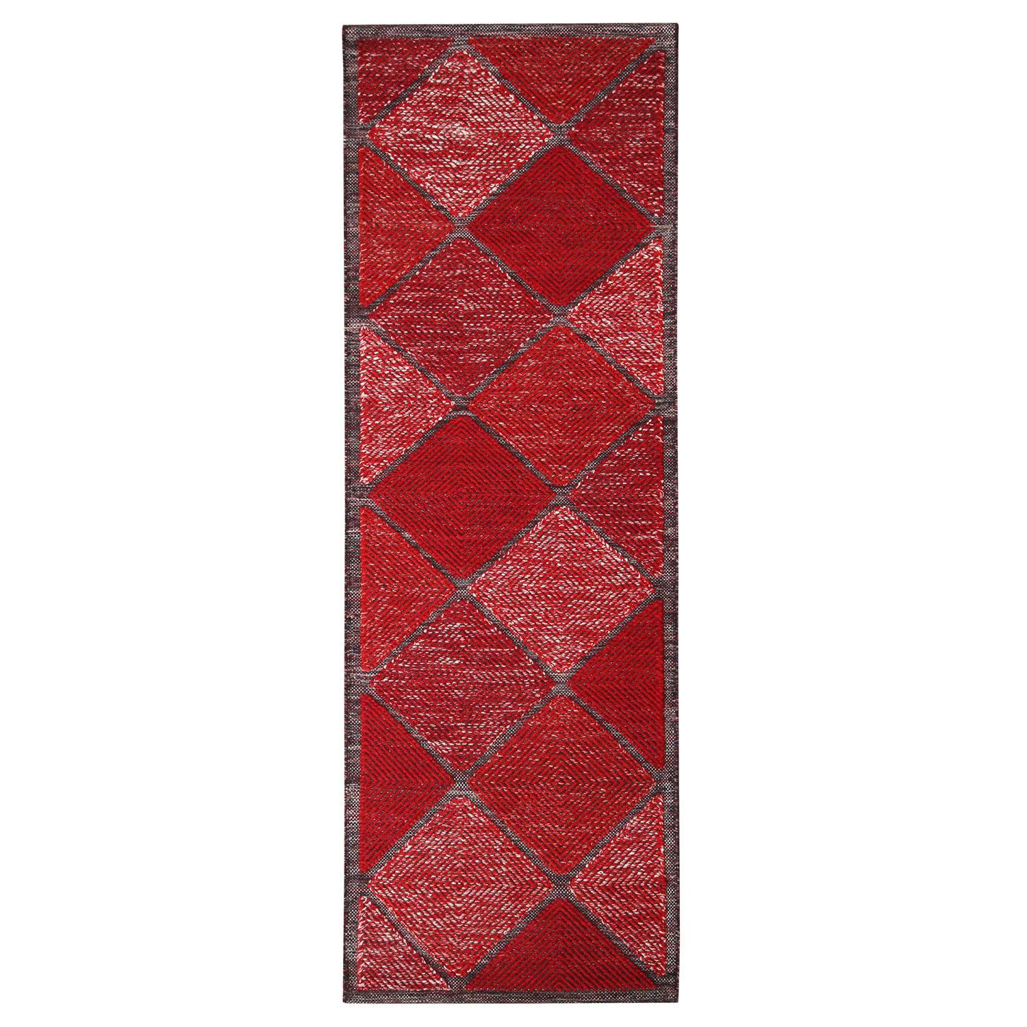 Rug & Kilim’s Scandinavian Inspired Moroccan-Style Red & Black Polyester Rug For Sale