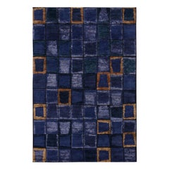 Tapis d
inspiration scandinave à poils de laine multicolores bleu et violet de Rug 
Kilim