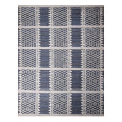 Rug & Kilim’s Scandinavian-Inspired Navy Blue and Gray Wool Rug