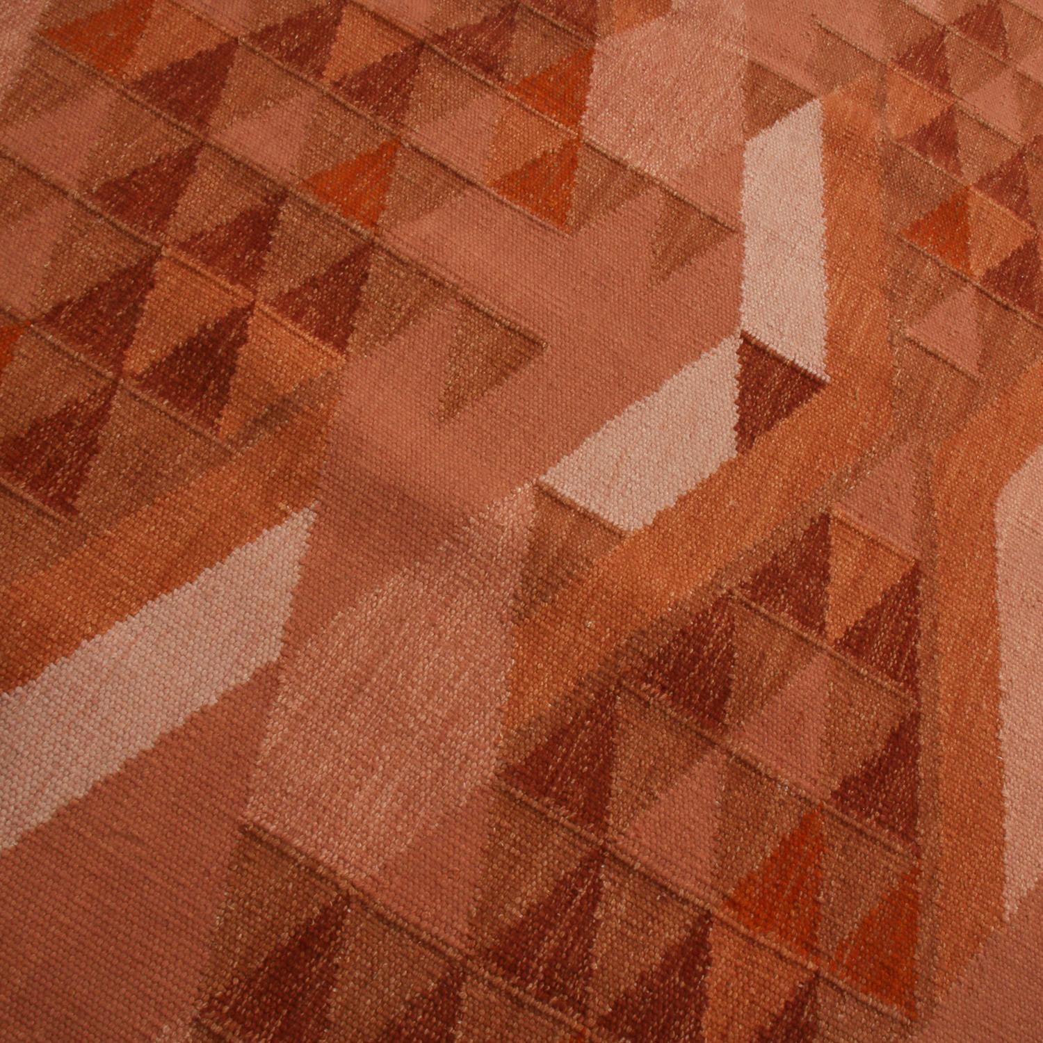 Scandinavian Modern Rug & Kilim’s Scandinavian Inspired Orange and Brown Wool Rug For Sale