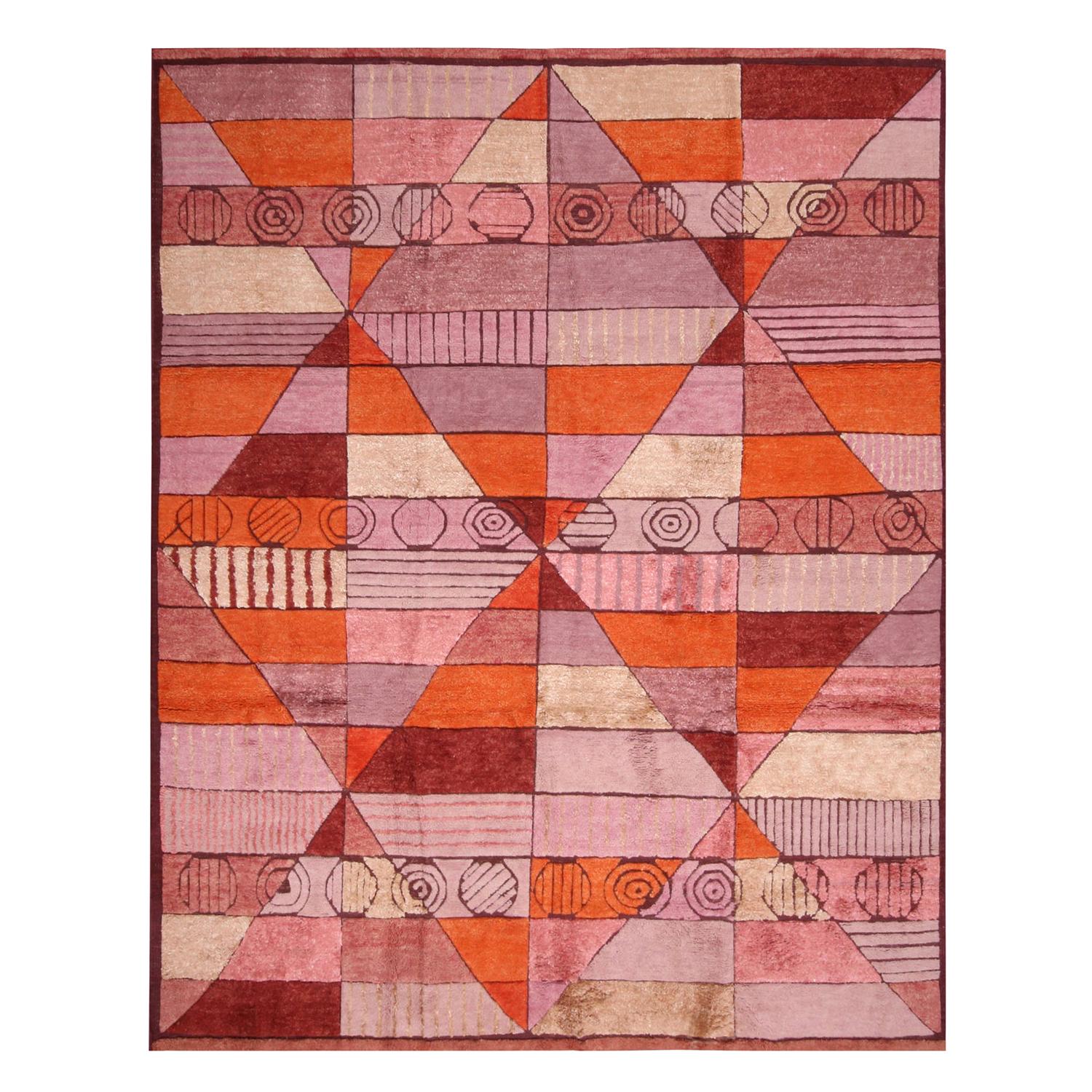 Rug & Kilim’s Scandinavian-Inspired Orange and Purple Pink Wool Pile Rug