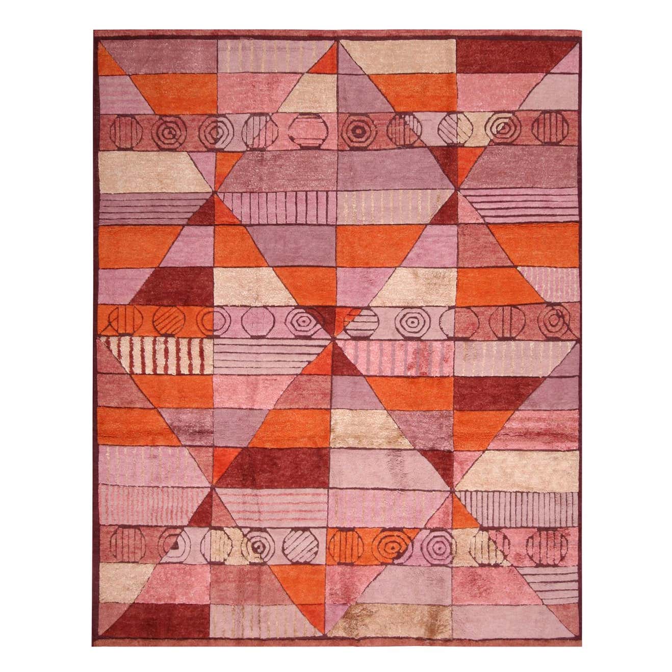 Rug and Kilim’s Scandinavian-Inspired Orange and Purple Pink Wool Pile ...