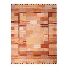 Tapis Kilim en laine d'inspiration scandinave pêche et marron Kilims