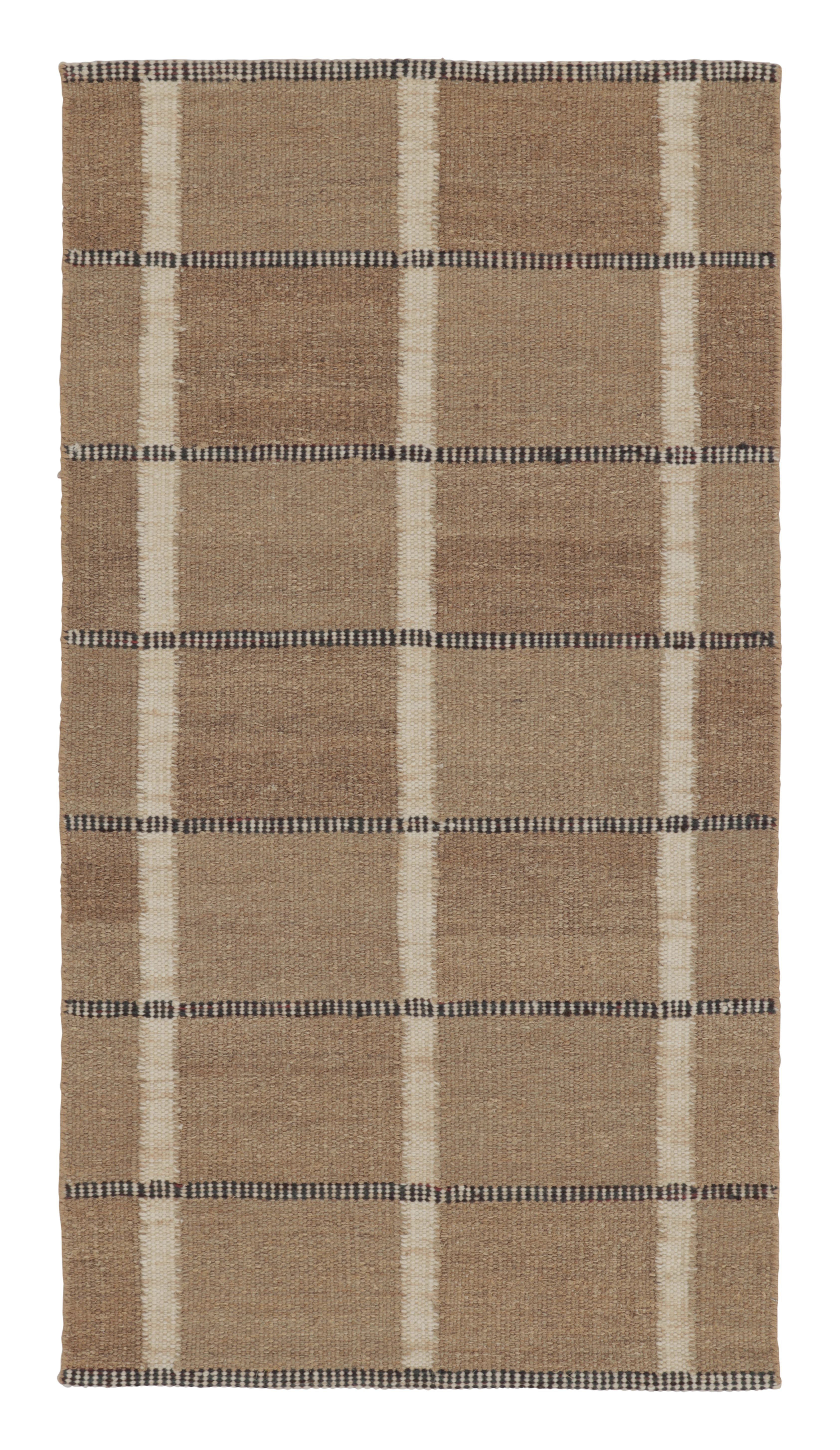 Rug & Kilim’s Scandinavian-Inspired Rug, Beige-Brown Earth Tones with Stripes