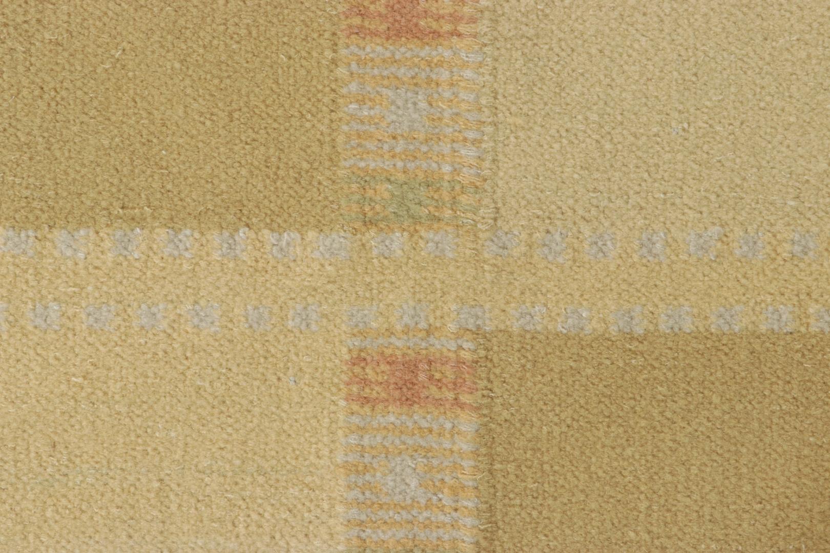 Modern Rug & Kilim’s Scandinavian-Inspired Rug, Beige-Cream with Square Geometric Patt For Sale