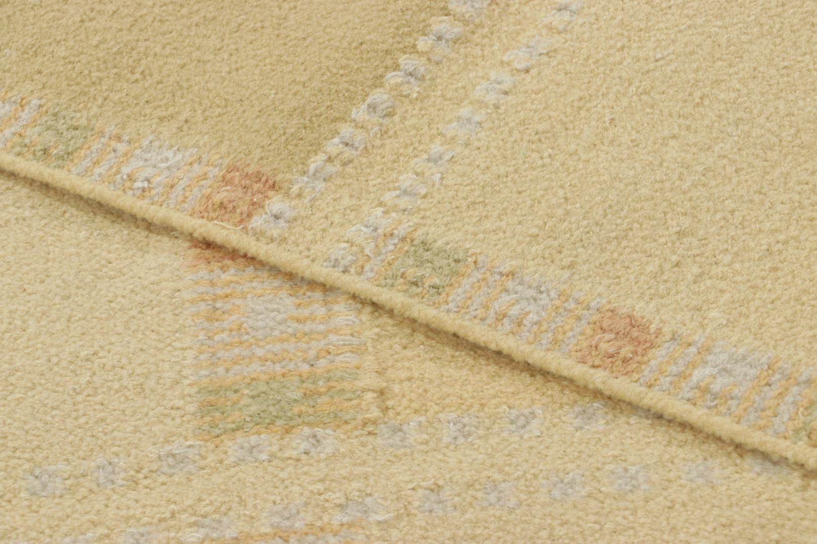 Hand-Knotted Rug & Kilim’s Scandinavian-Inspired Rug, Beige-Cream with Square Geometric Patt For Sale