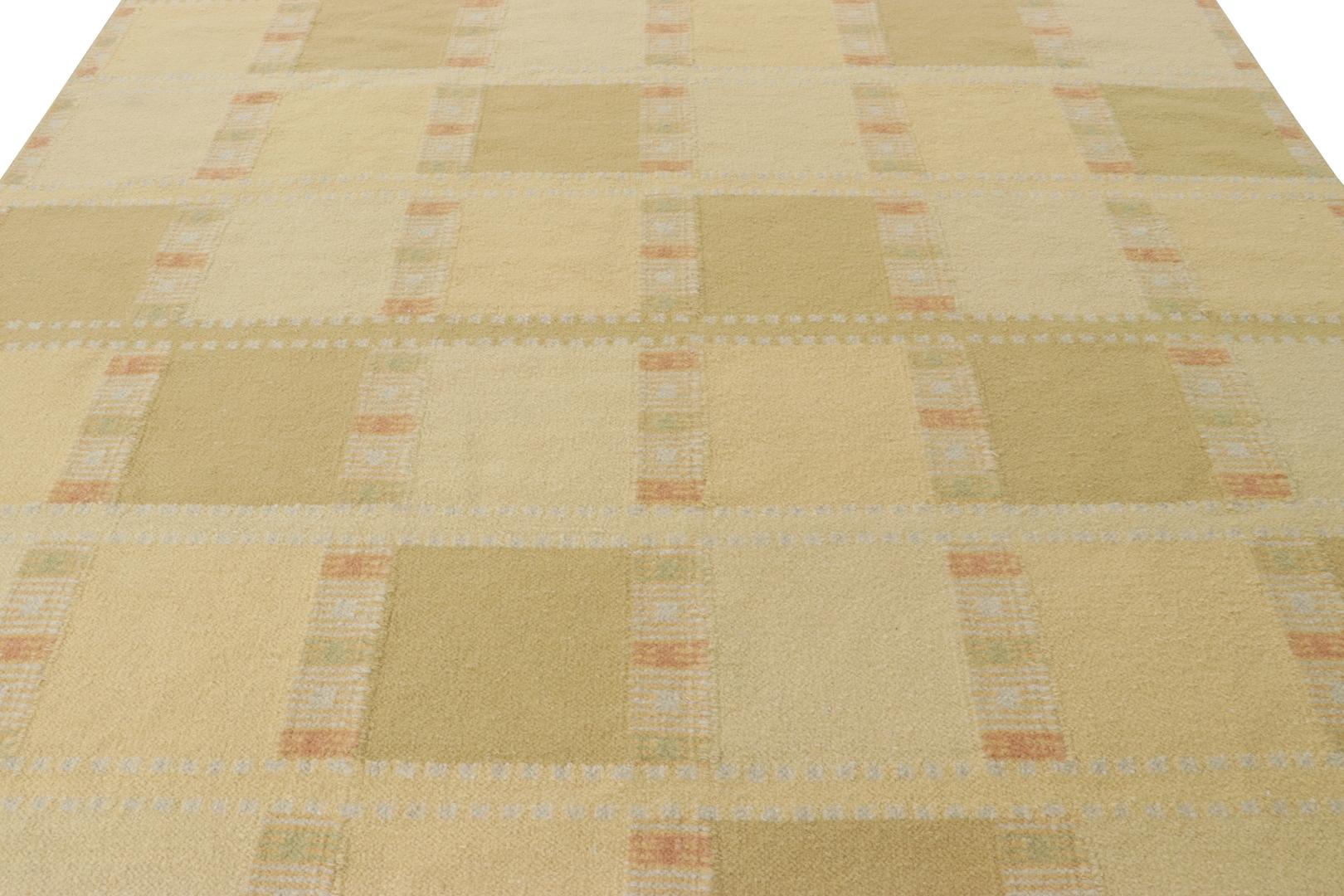 Contemporary Rug & Kilim’s Scandinavian-Inspired Rug, Beige-Cream with Square Geometric Patt For Sale