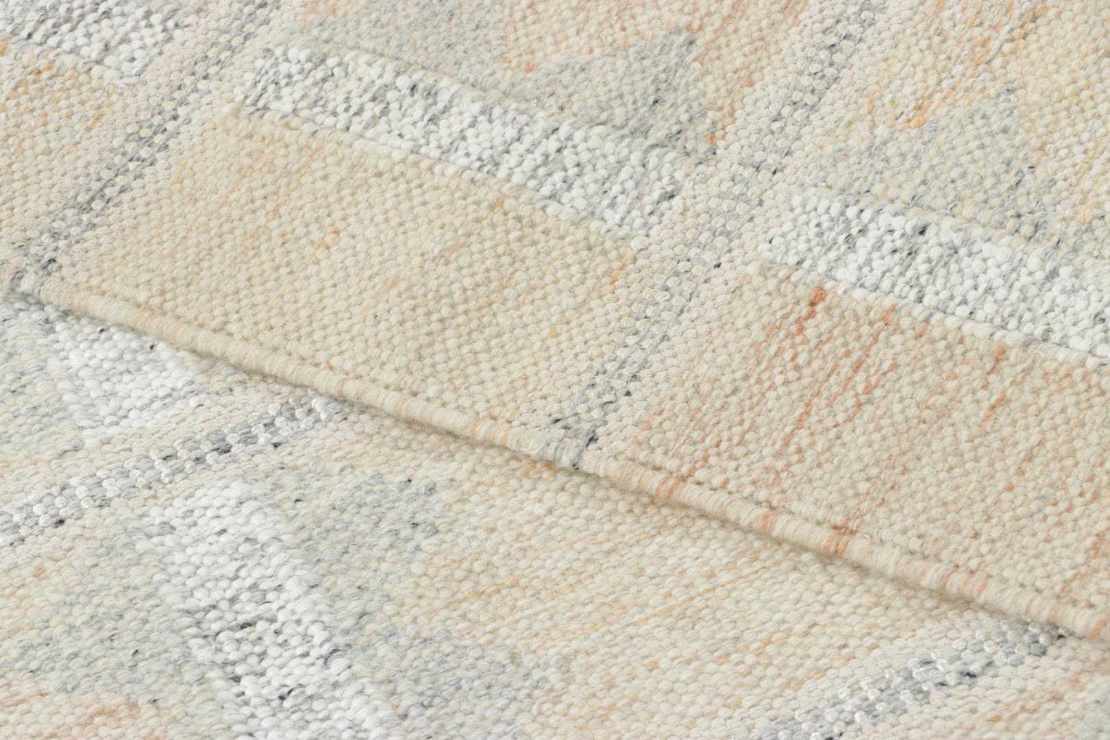 Indiano Rug & Kilim - Tappeto di ispirazione scandinava, beige con motivi geometrici in vendita