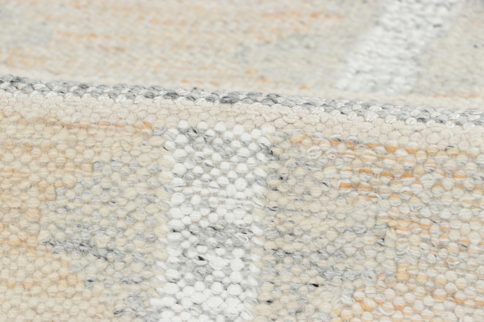 Annodato a mano Rug & Kilim - Tappeto di ispirazione scandinava, beige con motivi geometrici in vendita