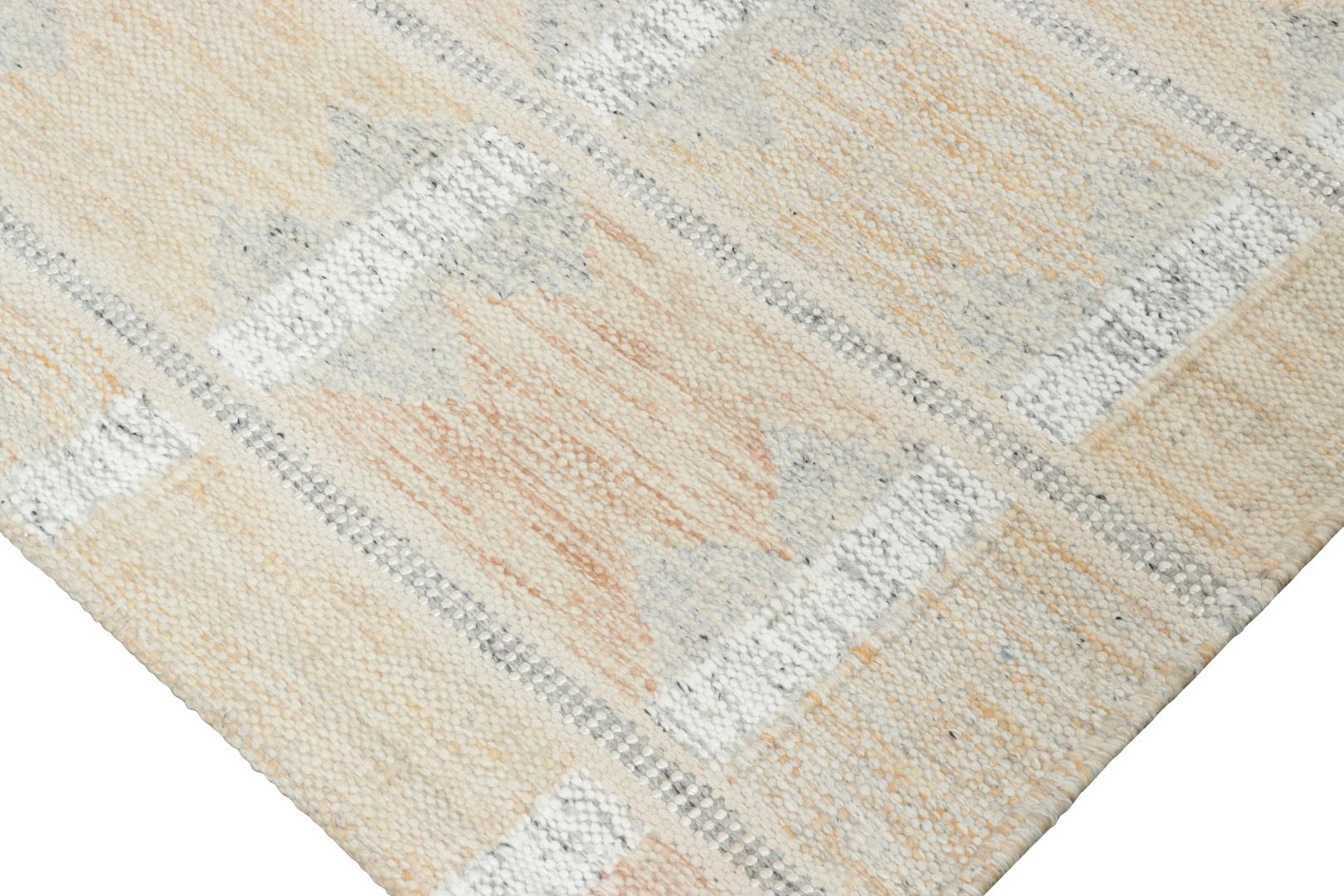 XXI secolo e contemporaneo Rug & Kilim - Tappeto di ispirazione scandinava, beige con motivi geometrici in vendita