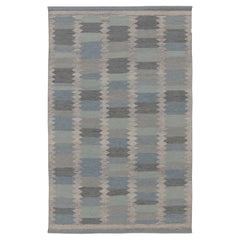 Rug 
Kilim’s Scandinavian-Inspired Rug, Blue with Sawtooth Geometric Patterns
