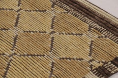 Rug & Kilim’s Scandinavian Inspired Rug, Brown with Gold Geometric Patterns