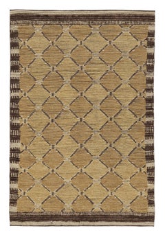 Rug & Kilim’s Scandinavian Inspired Rug, Brown with Gold Geometric Patterns