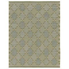 Rug & Kilim’s Scandinavian-Inspired Rug in Sage and Blue with Diamond Lattice