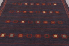 Rug & Kilim’s Scandinavian-Inspired Rug, Purple-Blue with Geometric Patterns