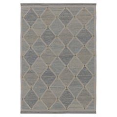 Tapis d
inspiration scandinave de Rug 
Kilim, ardoise et argent avec motifs géométriques