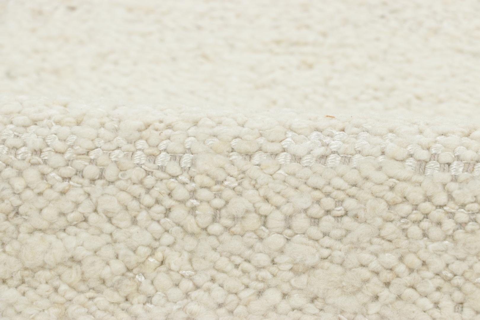 Indian Rug & Kilim’s Scandinavian-Inspired Rug, Subtle Geometric Stripes in Cream Whit For Sale