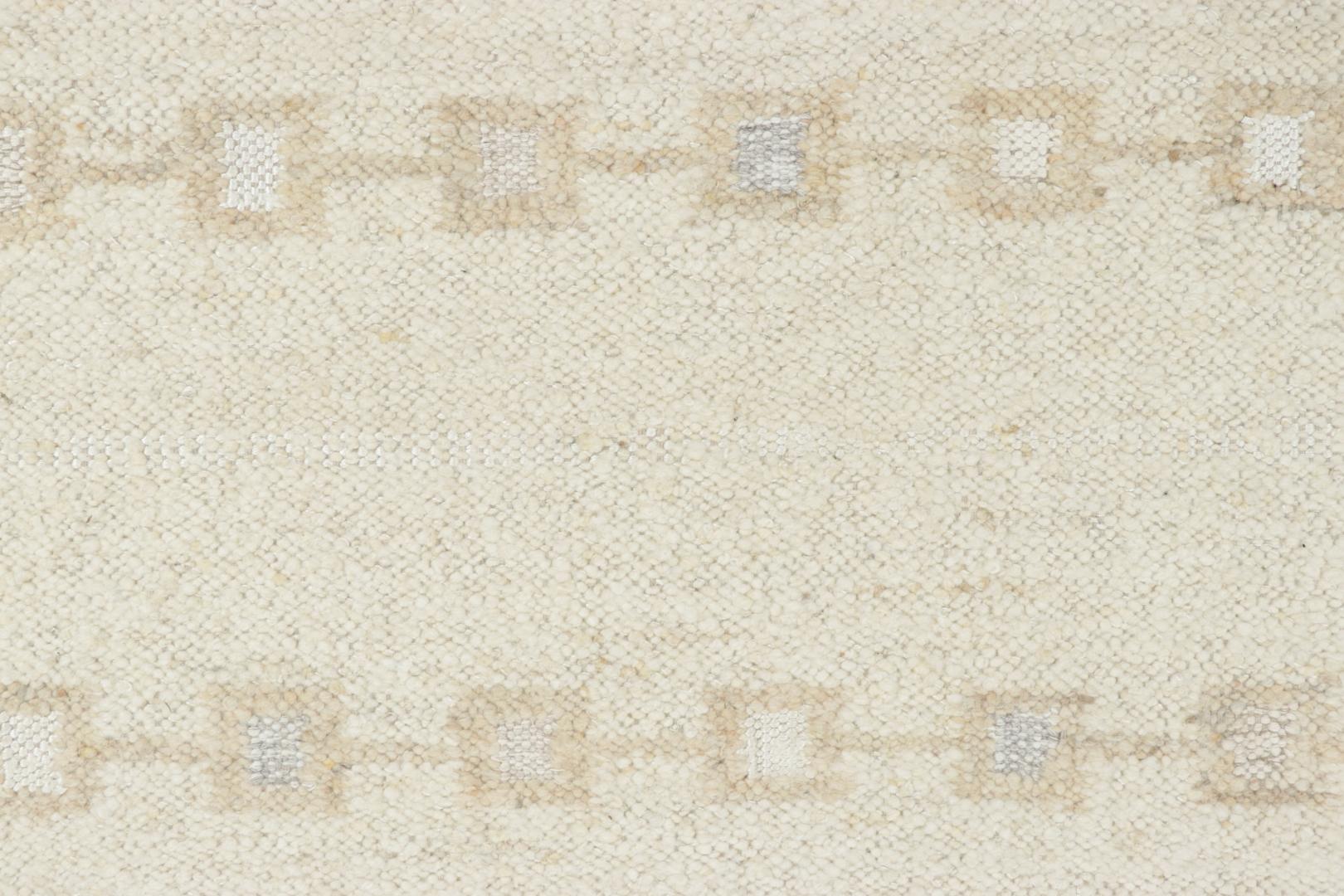 Contemporary Rug & Kilim’s Scandinavian-Inspired Rug, Subtle Geometric Stripes in Cream Whit For Sale