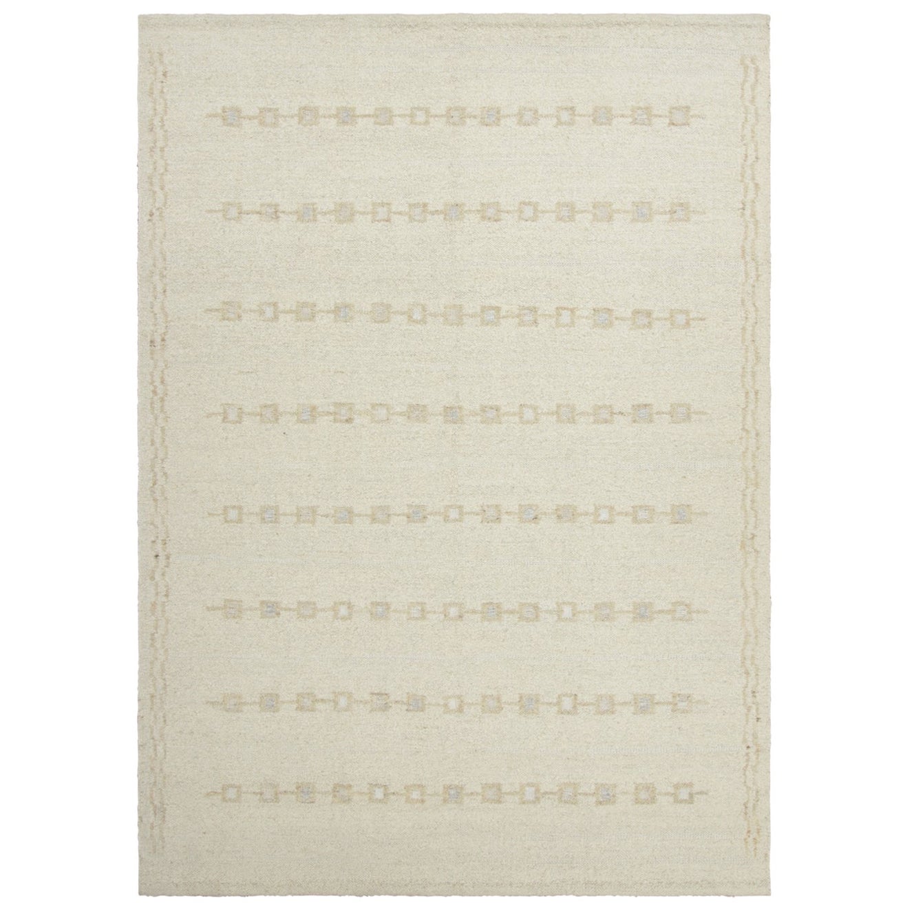 Rug 
Kilim’s Scandinavian-Inspired Rug, Subtle Geometric Stripes in Cream Whit For Sale
